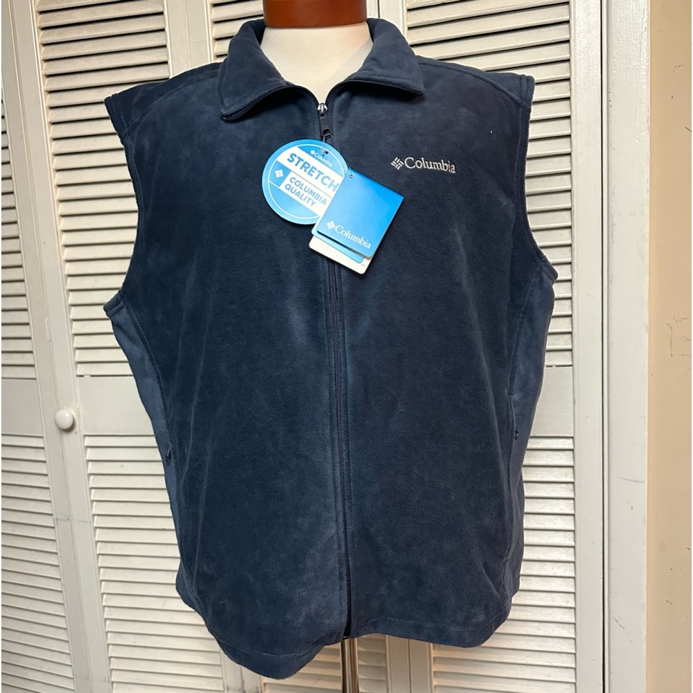 NWTs Columbia Vest Size XL Fleece Dark Blue Stretch - Picture 1 of 7